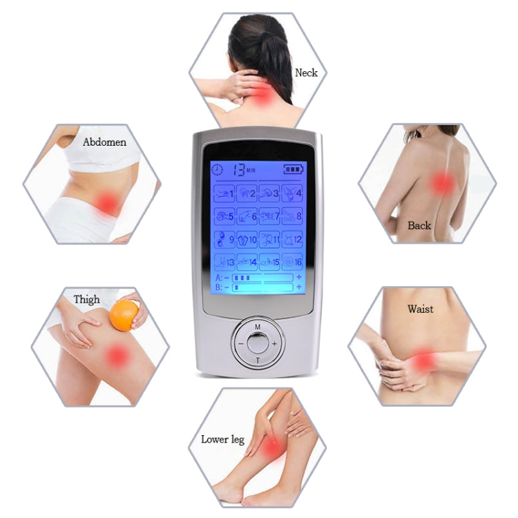 16 Mode Digital Electronic Pulse Massager Muscle Stimulator Pain Relief Machine(Silver) - free shipping - PMC TechLife - Order now!