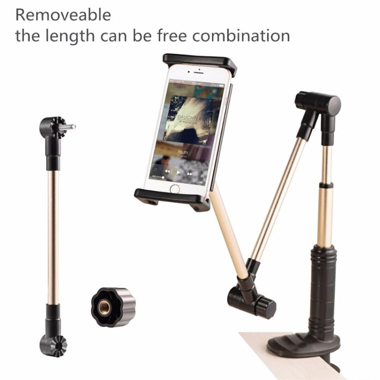 360 Degree Rotation Lazy Mount Folding Long Arm Phone Stand Holder for 4-14 Inch Tablet & Phone(Gold) - Lazy Bracket by PMC TechLife | Online Shopping South Africa | PMC TechLife