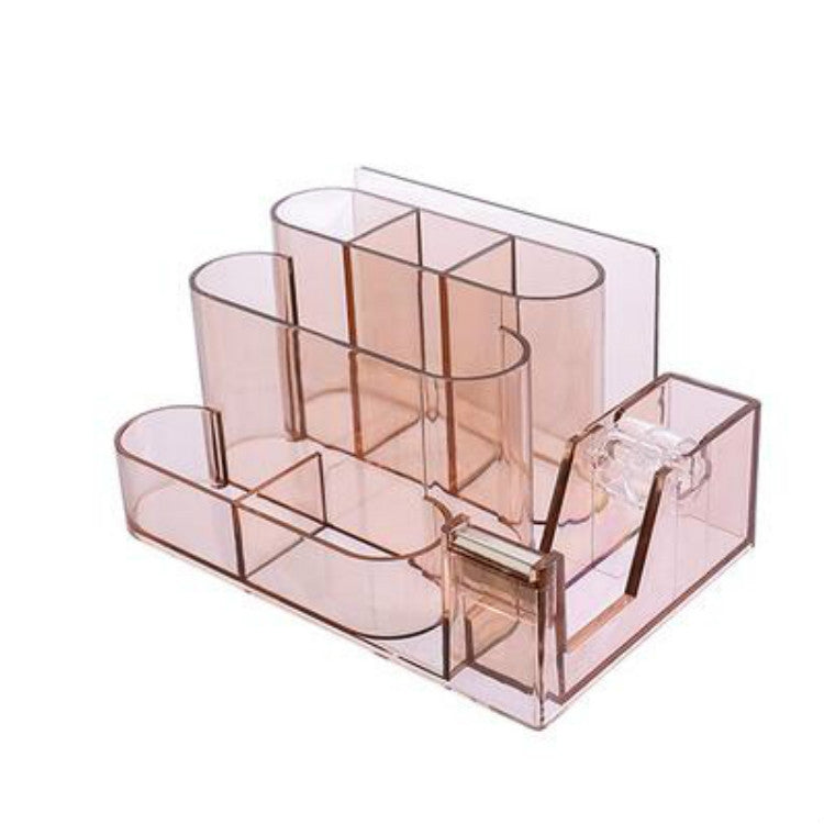 Transparent Acrylic Stationery Storage Box Creative Desk Organizer Plastic Compartment Pen Holder Office Accessories(Brown) - Pen Holder by PMC TechLife | Online Shopping South Africa | PMC TechLife | Buy Now Pay Later Mobicred