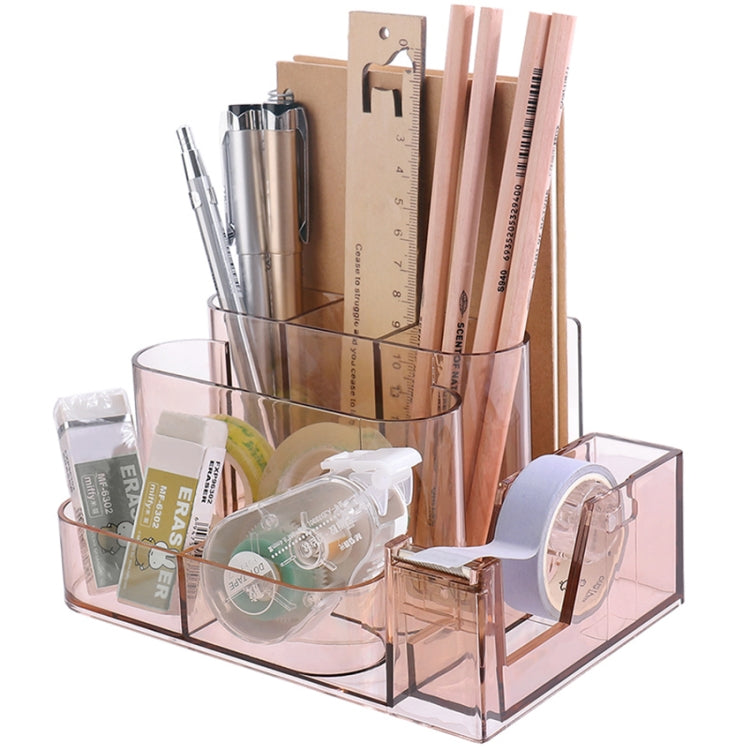 Transparent Acrylic Stationery Storage Box Creative Desk Organizer Plastic Compartment Pen Holder Office Accessories(Brown) - Pen Holder by PMC TechLife | Online Shopping South Africa | PMC TechLife | Buy Now Pay Later Mobicred