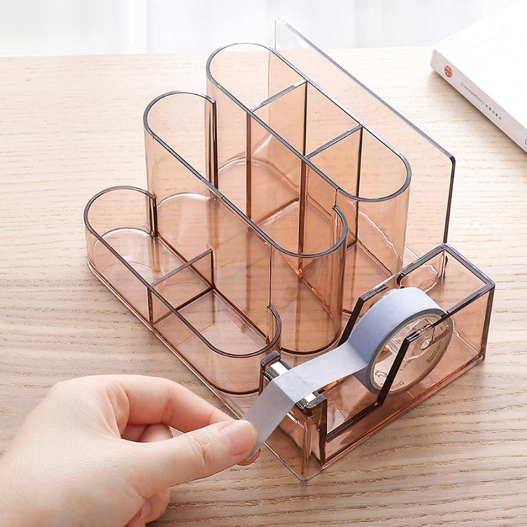 Transparent Acrylic Stationery Storage Box Creative Desk Organizer Plastic Compartment Pen Holder Office Accessories(Brown) - Pen Holder by PMC TechLife | Online Shopping South Africa | PMC TechLife | Buy Now Pay Later Mobicred