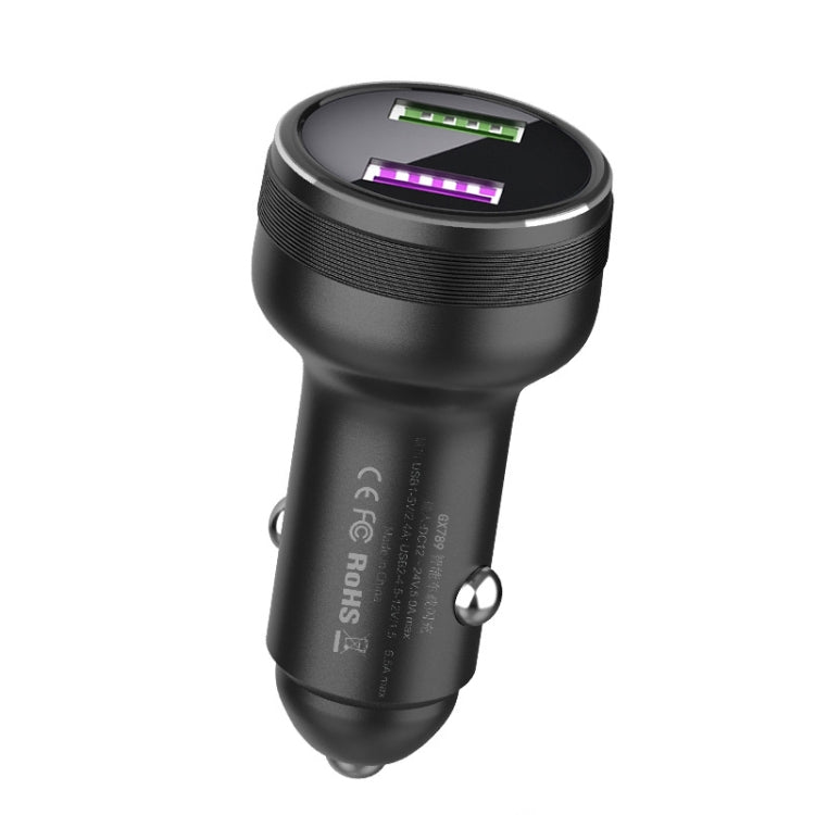 QIAKEY GX789 Dual USB Fast Charge Car Charger(Black) - Car Charger by QIAKEY | Online Shopping South Africa | PMC TechLife | Buy Now Pay Later Mobicred