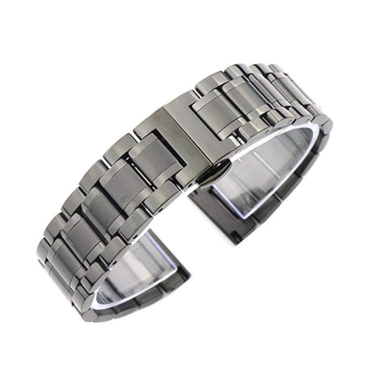 21mm Steel Bracelet Butterfly Buckle Five Beads Unisex Stainless Steel Solid Watch Strap, Color:Black - Watch Bands by PMC TechLife | Online Shopping South Africa | PMC TechLife