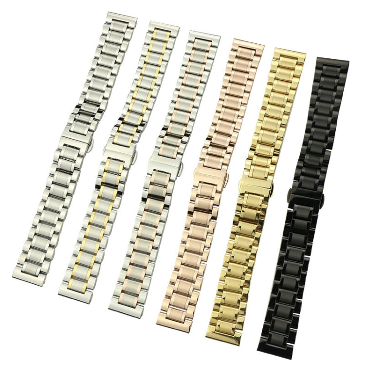 21mm Steel Bracelet Butterfly Buckle Five Beads Unisex Stainless Steel Solid Watch Strap, Color:Rose Gold - Watch Bands by PMC TechLife | Online Shopping South Africa | PMC TechLife