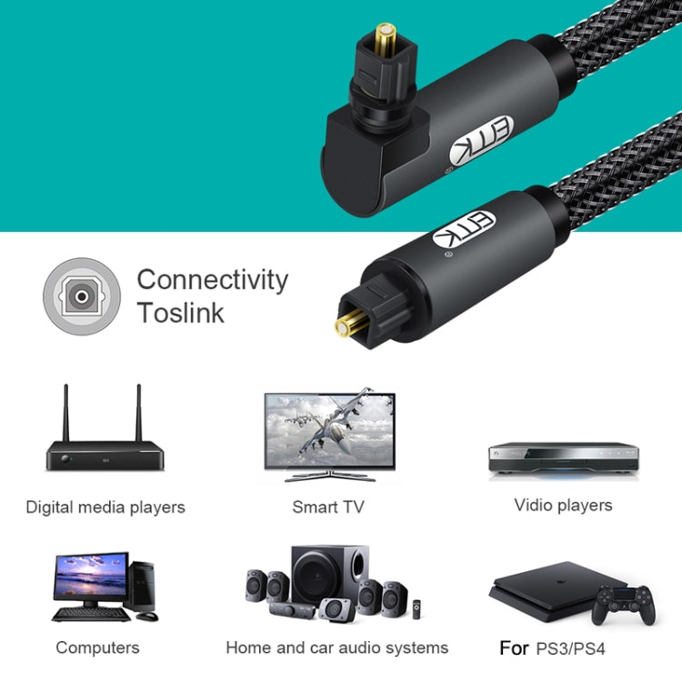 EMK 90 Degree Swivel Adjustable Right Angled 360 Degrees Rotatable Plug Nylon Woven Mesh Optical Audio Cable, Cable Length:3m(Black) - free shipping - PMC TechLife - Order now!