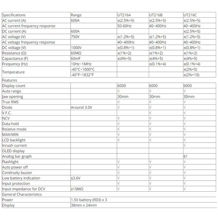 UNI-T UT216C 600A Digital Clamp Meter AC DC Voltage Detector - free shipping - PMC TechLife - Order now!
