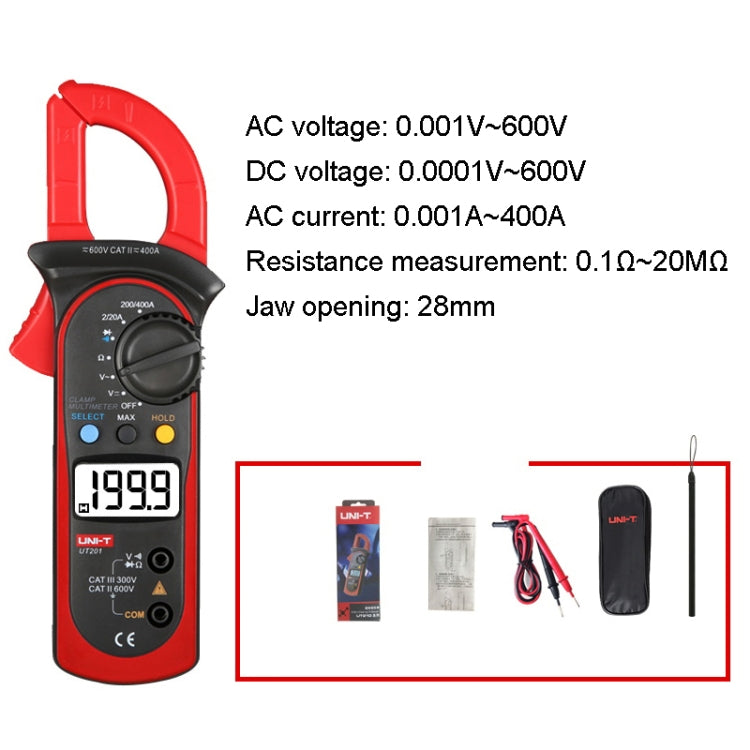 UNI-T UT201 400A Digital Clamp Multimeter AC/DC Voltage Detector - free shipping - PMC TechLife - Order now!