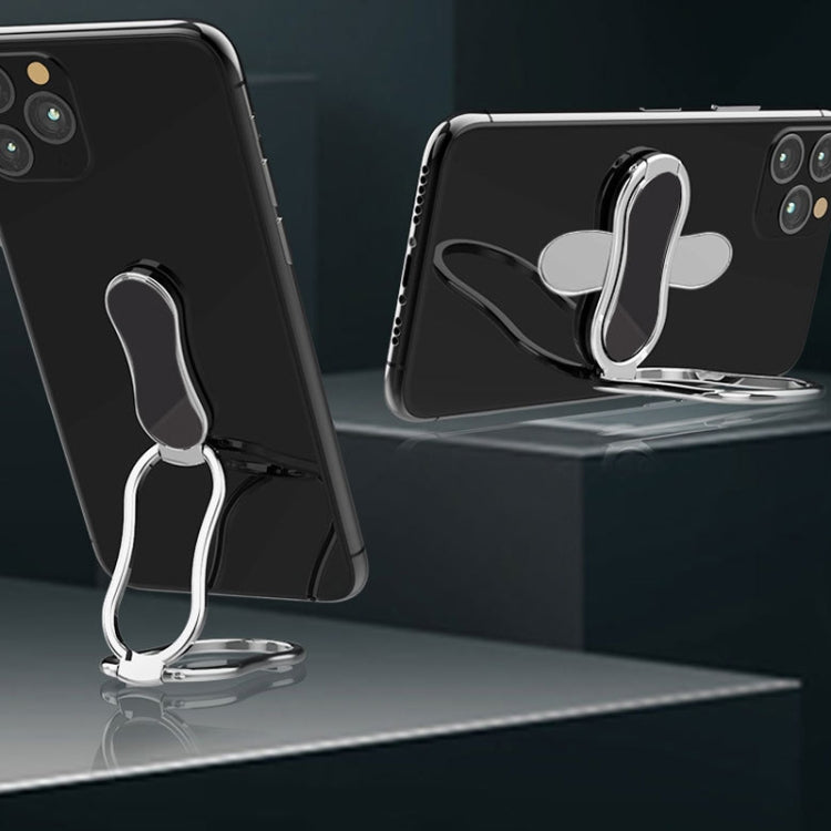 Metal Car Mobile Phone Folding Bracket Ring Buckle Paste Bracket,Style: Gourd(Black) - Ring Holder by PMC TechLife | Online Shopping South Africa | PMC TechLife