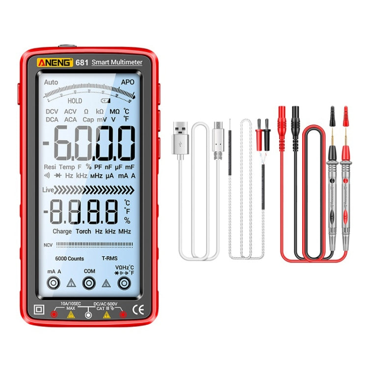 ANENG 681 LCD Digital Display Screen Smart Automatic Range Rechargeable Multimeter(Red) - free shipping - PMC TechLife - Order now!