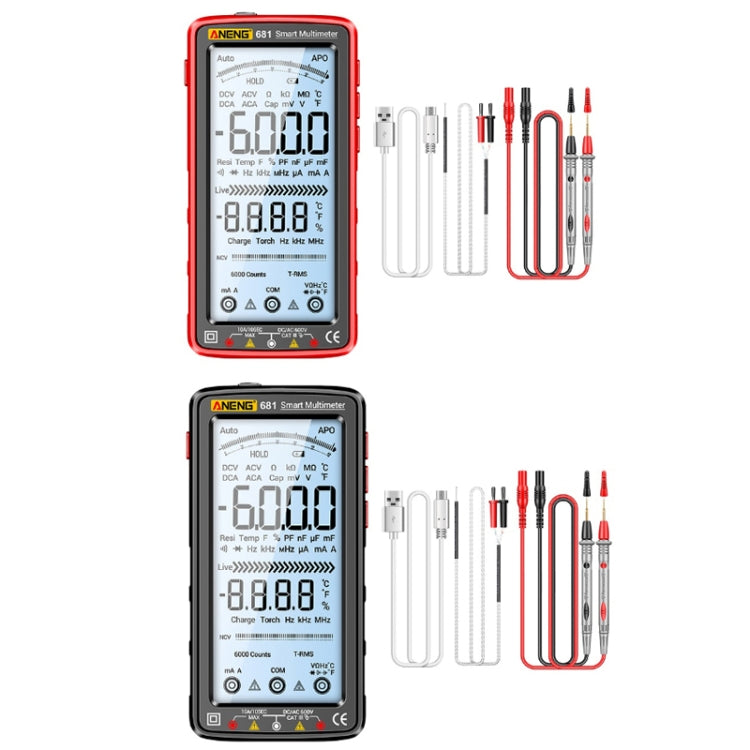 ANENG 681 LCD Digital Display Screen Smart Automatic Range Rechargeable Multimeter(Red) - free shipping - PMC TechLife - Order now!
