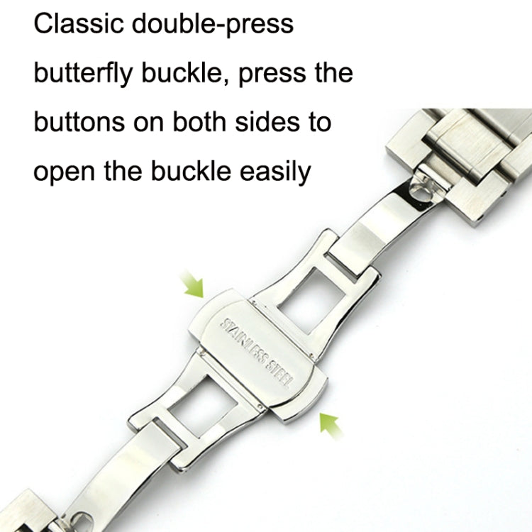 17mm Steel Bracelet Butterfly Buckle Five Beads Unisex Stainless Steel Solid Watch Strap, Color:Rose Gold - Watch Bands by PMC TechLife | Online Shopping South Africa | PMC TechLife