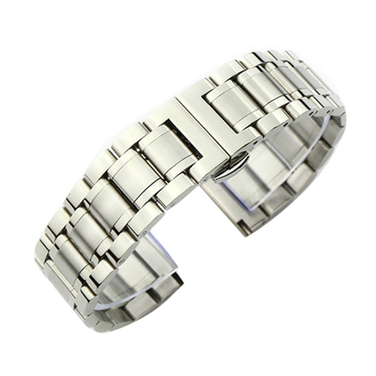 19mm Steel Bracelet Butterfly Buckle Five Beads Unisex Stainless Steel Solid Watch Strap, Color:Silver - Watch Bands by PMC TechLife | Online Shopping South Africa | PMC TechLife