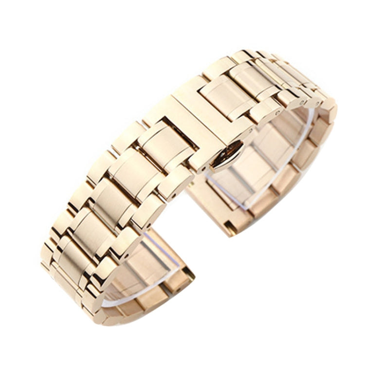 20mm Steel Bracelet Butterfly Buckle Five Beads Unisex Stainless Steel Solid Watch Strap, Color:Rose Gold - 20mm Bands by PMC TechLife | Online Shopping South Africa | PMC TechLife