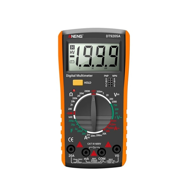ANENG Automatic High-Precision Intelligent Digital Multimeter, Model:DT9205A HOLD Key(Orange) - Digital Multimeter by ANENG | Online Shopping South Africa | PMC TechLife | Buy Now Pay Later Mobicred