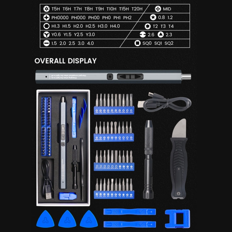 51 In 1 Rechargeable Mini Electric Screwdriver Set With 3LED Lighting(Gray) - Screwdriver Set by PMC TechLife | Online Shopping South Africa | PMC TechLife