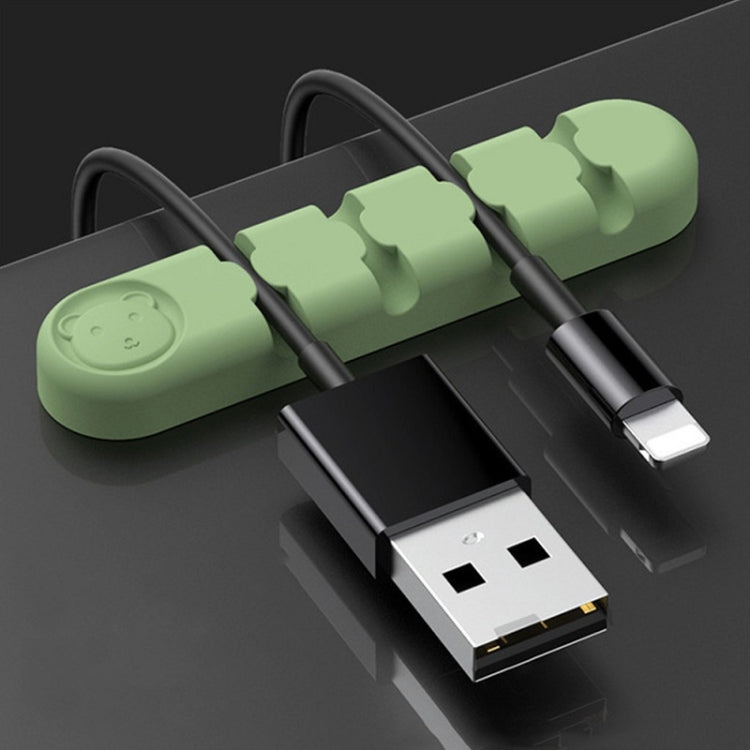 5 PCS 4 Holes Bear Silicone Desktop Data Cable Organizing And Fixing Device(Matcha Green) - Cable Organizer by PMC TechLife | Online Shopping South Africa | PMC TechLife