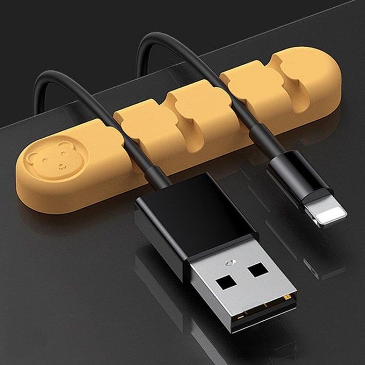 5 PCS 4 Holes Bear Silicone Desktop Data Cable Organizing And Fixing Device(Lemon Yellow) - Cable Organizer by PMC TechLife | Online Shopping South Africa | PMC TechLife