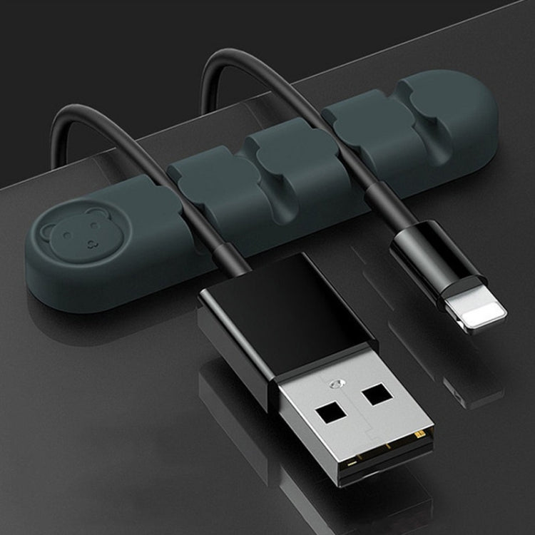 5 PCS 4 Holes Bear Silicone Desktop Data Cable Organizing And Fixing Device(Dark Green) - Cable Organizer by PMC TechLife | Online Shopping South Africa | PMC TechLife
