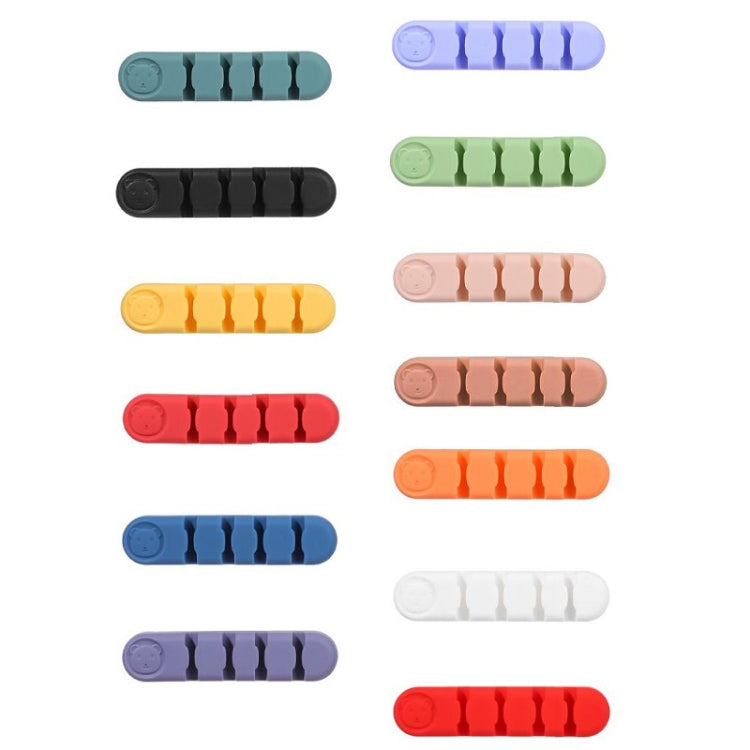 5 PCS 4 Holes Bear Silicone Desktop Data Cable Organizing And Fixing Device(Dark Blue) - Cable Organizer by PMC TechLife | Online Shopping South Africa | PMC TechLife