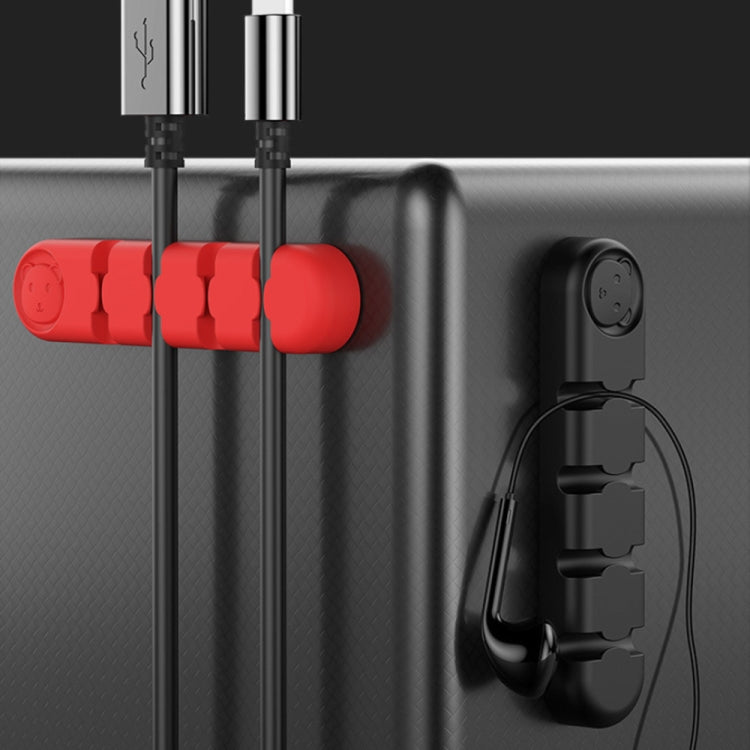 5 PCS 4 Holes Bear Silicone Desktop Data Cable Organizing And Fixing Device(Girly Pink) - Cable Organizer by PMC TechLife | Online Shopping South Africa | PMC TechLife