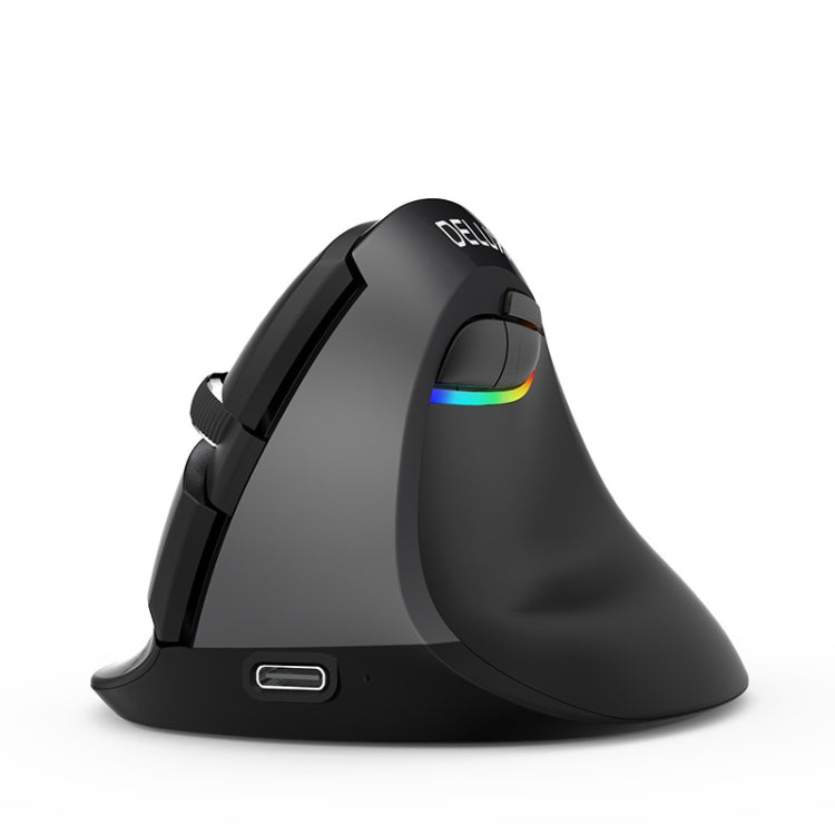 DELUX M618Mini Colorful Wireless Luminous Vertical Mouse Bluetooth Rechargeable Vertical Mouse(Classic black) - Wireless Mice by DELUX | Online Shopping South Africa | PMC TechLife | Buy Now Pay Later Mobicred