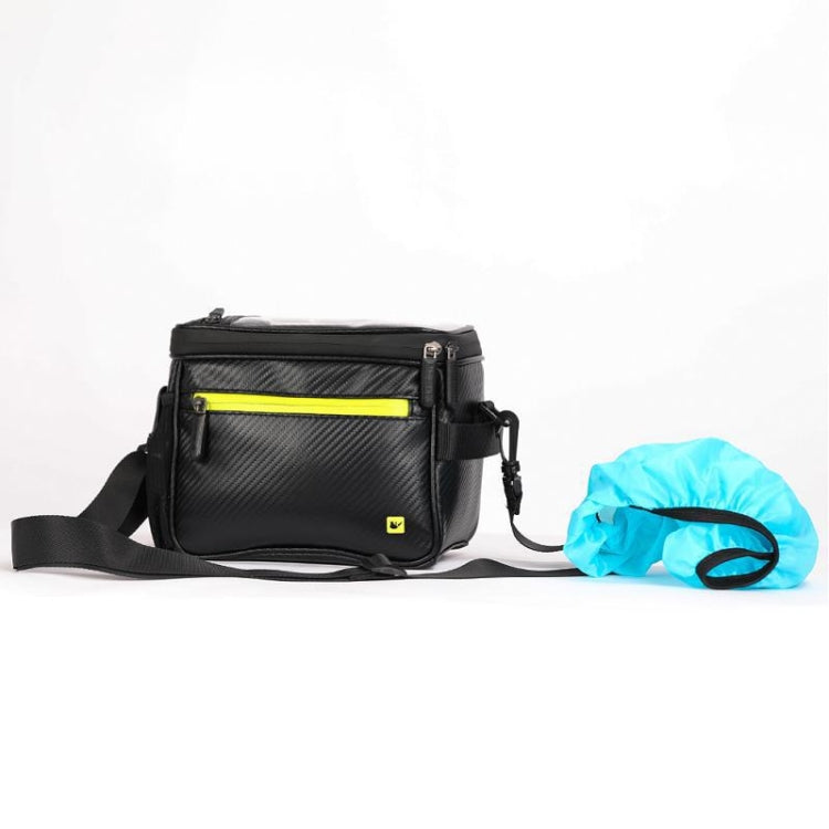 Rhinowalk Bicycle Front Handle Bag Camera Bag Waterproof 7.5 inch Large Touch Screen Navigation Mobile Phone Bag Bicycle Bag(Carbon Fiber Black Green) - free shipping - PMC TechLife - Order now!
