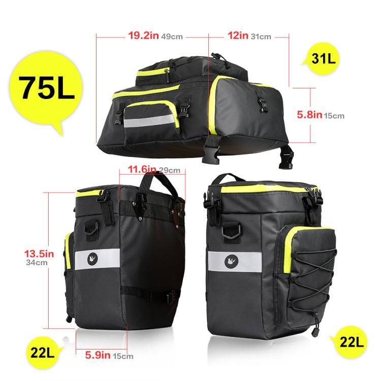 Rhinowalk Three-in-one Multifunctional Bicycle Rear Shelf Pannier Waterproof Long-distance Equipment(Full Black) - free shipping - PMC TechLife - Order now!