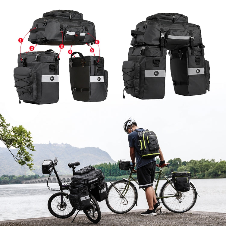 Rhinowalk Three-in-one Multifunctional Bicycle Rear Shelf Pannier Waterproof Long-distance Equipment(Black Green) - free shipping - PMC TechLife - Order now!