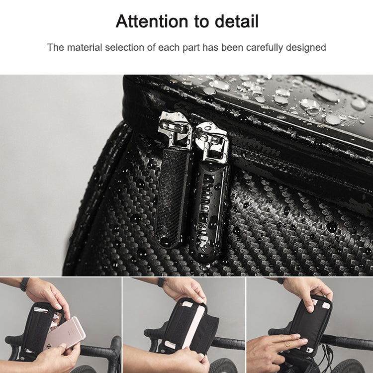 Rhinowalk Bicycle Front Tube Bag Waterproof Mobile Phone Touch Screen Multi-function Bicycle Handlebar Bag(Matt Black) - free shipping - PMC TechLife - Order now!