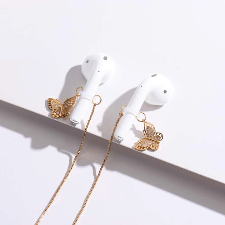 Universal Anti-lost Chain for Wireless Earphones Sweet and Simple Commuter Zircon Butterfly Anti-lost Necklace(Golden) - Anti-lost & Holder by PMC TechLife | Online Shopping South Africa | PMC TechLife | Buy Now Pay Later Mobicred