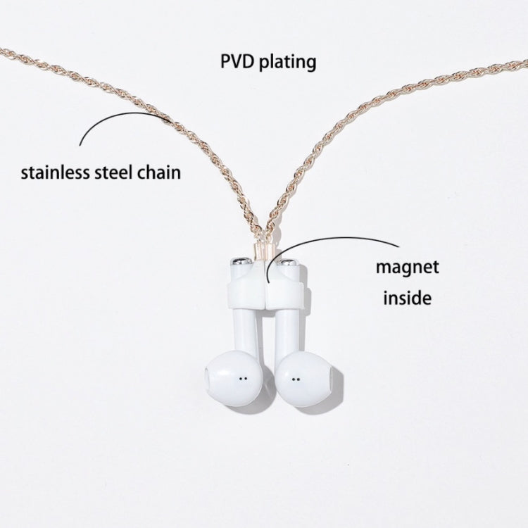 AIRPODS Wireless Headset Anti-lost Chain Strong Magnetic Sleeve Titanium Steel Stainless Steel Color Retention Anti-lost Necklace(Golden) - Anti-lost & Holder by PMC TechLife | Online Shopping South Africa | PMC TechLife