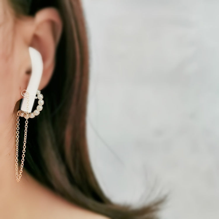 3 PCS Universal Bluetooth Headset Anti-lost C Type Pearl 925 Silver Needle Earring Ear Chain - Anti-lost & Holder by PMC TechLife | Online Shopping South Africa | PMC TechLife