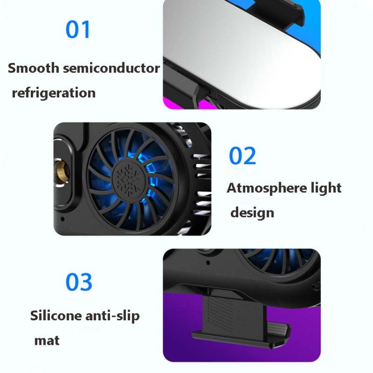 AH-102 Type-C / USB-C + USB Interface Dual Cooling And Fast Cooling Mobile Phone Radiator for 4-6.5 inch Mobile Phones, Power Cable Length: 1.5m(Black) - Cooling Fan Radiator by PMC TechLife | Online Shopping South Africa | PMC TechLife