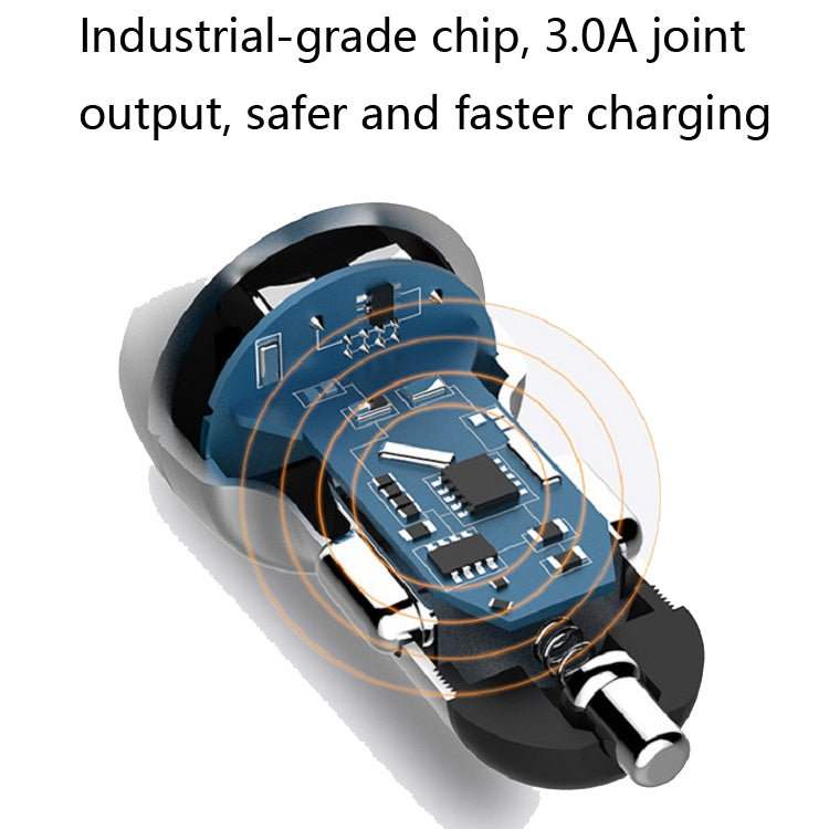 2 PCS Aluminum Ring Display Car Charger  QC3.0+2.4A Aluminum Alloy Multi-function Halo Digital Display Car Charger(Snow Silver) - Car Charger by PMC TechLife | Online Shopping South Africa | PMC TechLife