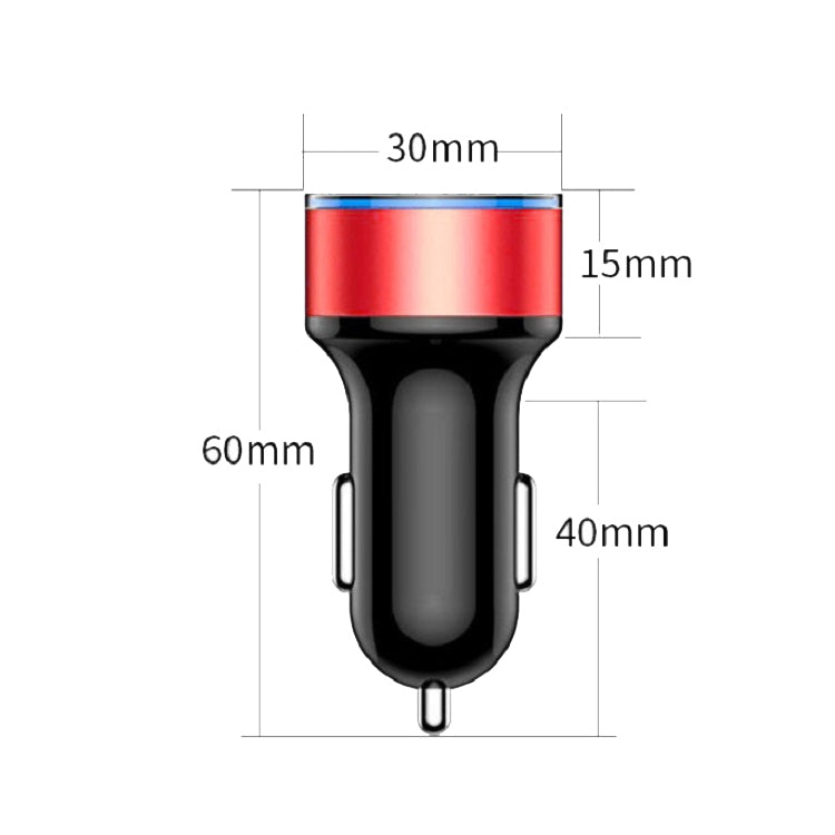 2 PCS Aluminum Ring Display Car Charger  QC3.0+2.4A Aluminum Alloy Multi-function Halo Digital Display Car Charger(Champagne Red) - Car Charger by PMC TechLife | Online Shopping South Africa | PMC TechLife