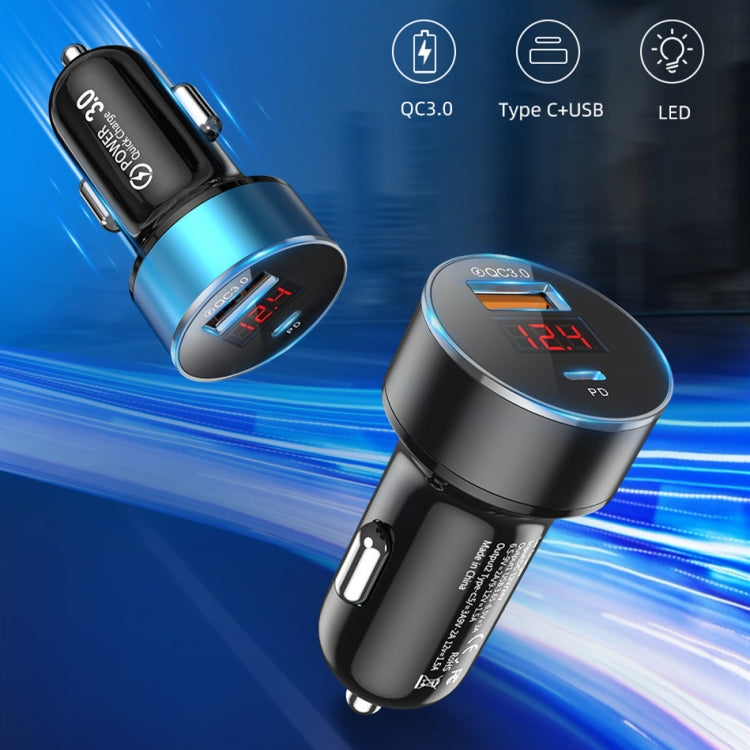 Aluminum Alloy Digital Display PD+QC3.0 Car Charger Multifunctional Car Charger( Gold) - Car Charger by PMC TechLife | Online Shopping South Africa | PMC TechLife