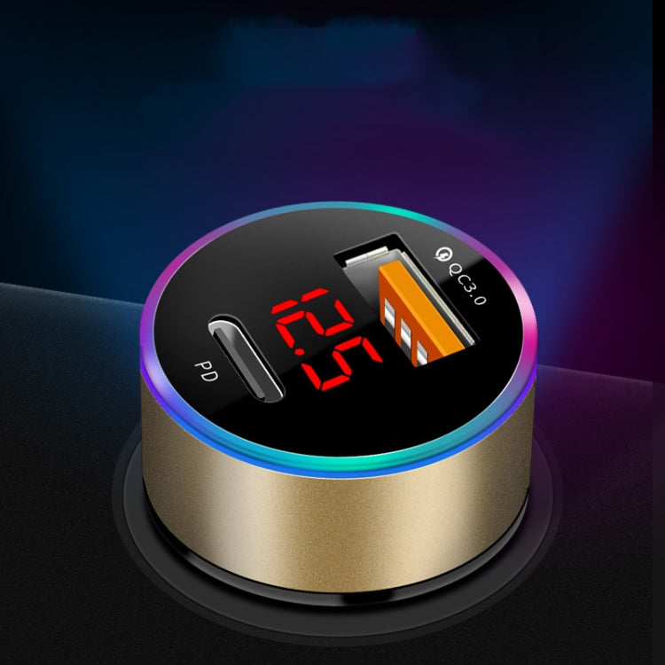 Aluminum Alloy Digital Display PD+QC3.0 Car Charger Multifunctional Car Charger(Snowflake Silver) - Car Charger by PMC TechLife | Online Shopping South Africa | PMC TechLife