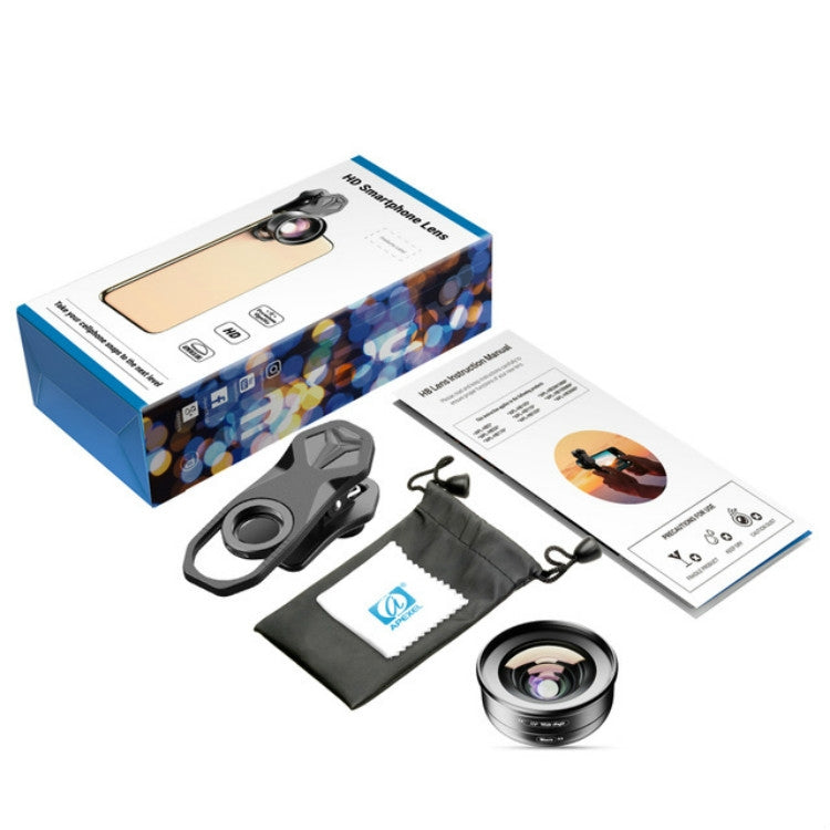 APEXEL APL-HD52IN1WM 2 in 1 Distortion-free HD 120-degree Wide-angle + 10X Macro Universal SLR External Mobile Phone Lens Set(Telephoto Clip) - free shipping - PMC TechLife - Order now!