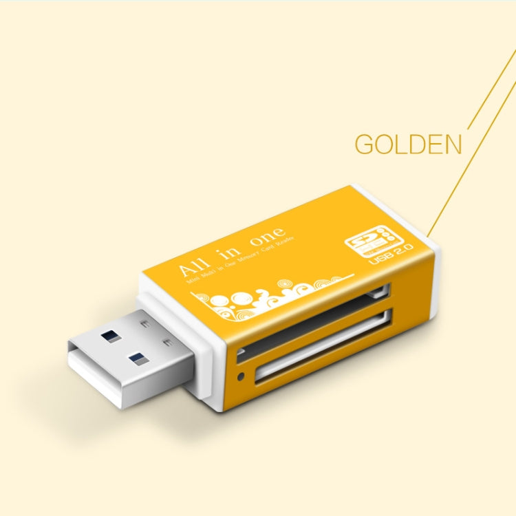 Multi in 1 Memory SD Card Reader for Memory Stick Pro Duo Micro SD,TF,M2,MMC,SDHC MS Card(Gold) -  by PMC TechLife | Online Shopping South Africa | PMC TechLife