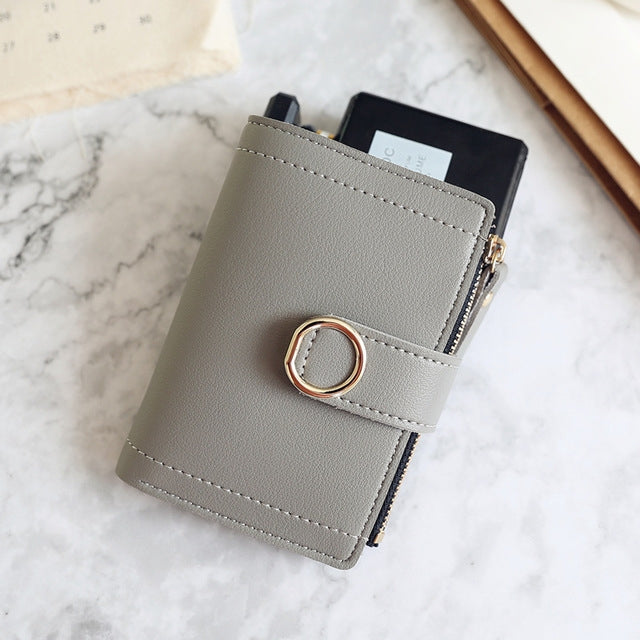 Women Wallets Small Fashion Leather Purse Ladies Card Bag For Female Purse Money Clip Wallet(Gray) - Wallets by PMC TechLife | Online Shopping South Africa | PMC TechLife
