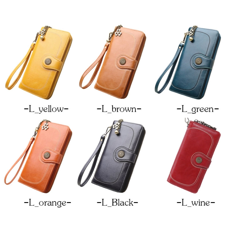 Vintage Button Phone Purses Women Wallets Female Purse Leather Brand Retro Ladies Long Zipper Woman Wallet Card Clutch(Long yellow) - Wallets by PMC TechLife | Online Shopping South Africa | PMC TechLife