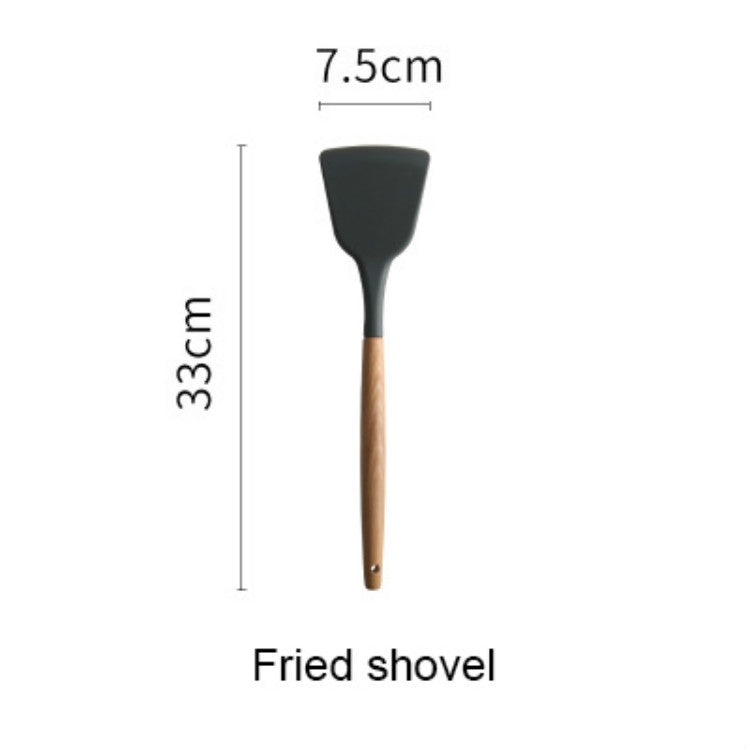 Silicone Wood Handle Spatula Heat-resistant Soup Spoon Non-stick Special Cooking Shovel Kitchen Tools Fried Shovel - Cutlery Sets by PMC TechLife | Online Shopping South Africa | PMC TechLife