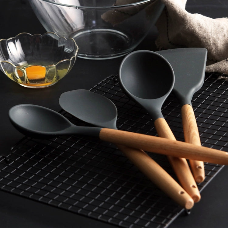 Silicone Wood Handle Spatula Heat-resistant Soup Spoon Non-stick Special Cooking Shovel Kitchen Tools Oil Brush - Cutlery Sets by PMC TechLife | Online Shopping South Africa | PMC TechLife