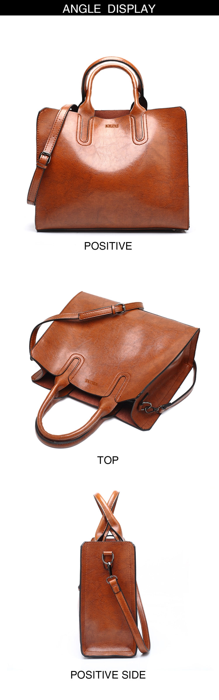 Leather Handbags Big Women Bag Casual Female Bags Trunk Tote Shoulder Bag Ladies Large Bolsos, Color:Coffee - Handbags by PMC TechLife | Online Shopping South Africa | PMC TechLife