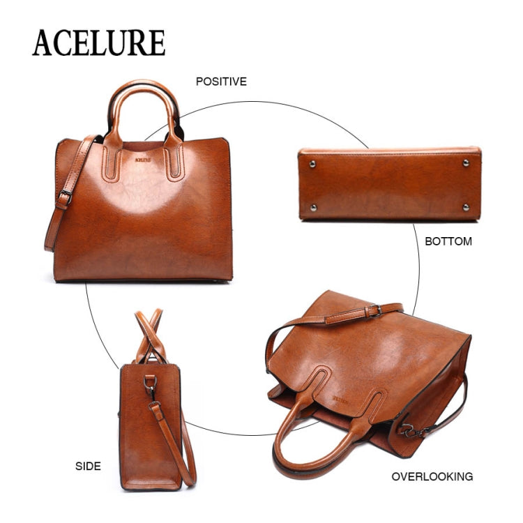 Leather Handbags Big Women Bag Casual Female Bags Trunk Tote Shoulder Bag Ladies Large Bolsos, Color:Coffee - Handbags by PMC TechLife | Online Shopping South Africa | PMC TechLife