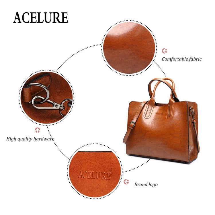 Leather Handbags Big Women Bag Casual Female Bags Trunk Tote Shoulder Bag Ladies Large Bolsos, Color:Brown - free shipping - PMC TechLife - Order now!
