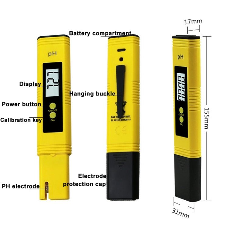 Portable High-precision PH Test Pen PH Acidity Meter PH Water Quality Detection Instrument(Yellow) - PH & Moisture Meter by PMC TechLife | Online Shopping South Africa | PMC TechLife
