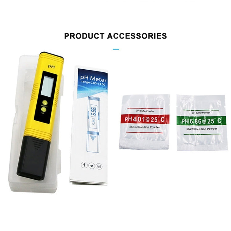 Portable High-precision PH Test Pen PH Acidity Meter PH Water Quality Detection Instrument(Yellow) - PH & Moisture Meter by PMC TechLife | Online Shopping South Africa | PMC TechLife
