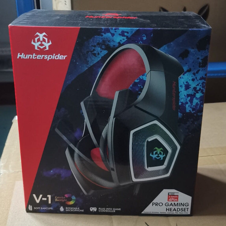 V1 3.5mm RGB Colorful Luminous Wire Control Gaming Headset, Cable Length: 2.2m(Black Blue) - Headset & Headphone by PMC TechLife | Online Shopping South Africa | PMC TechLife