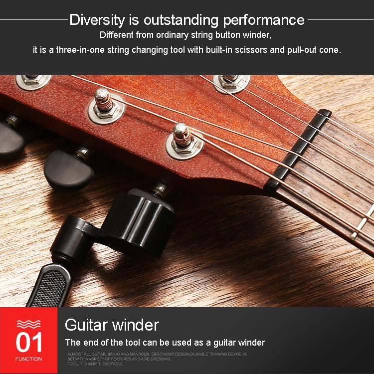 Guitar String Changing Tool Set String Trimmer Winding String Winding Three-in-one Clamp Guitar Accessories(Black Wihout Paper Jam) - Stringed Instruments by PMC TechLife | Online Shopping South Africa | PMC TechLife